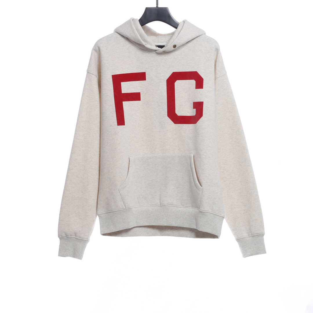 FOG large LOGO red flocked hoodie