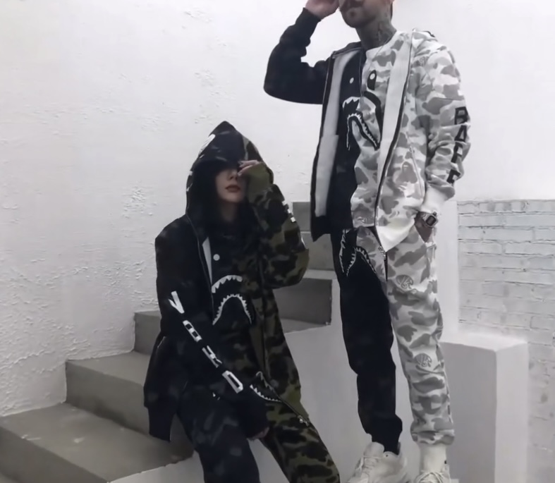 BAPE color matching camouflage shark mouth print short sleeves