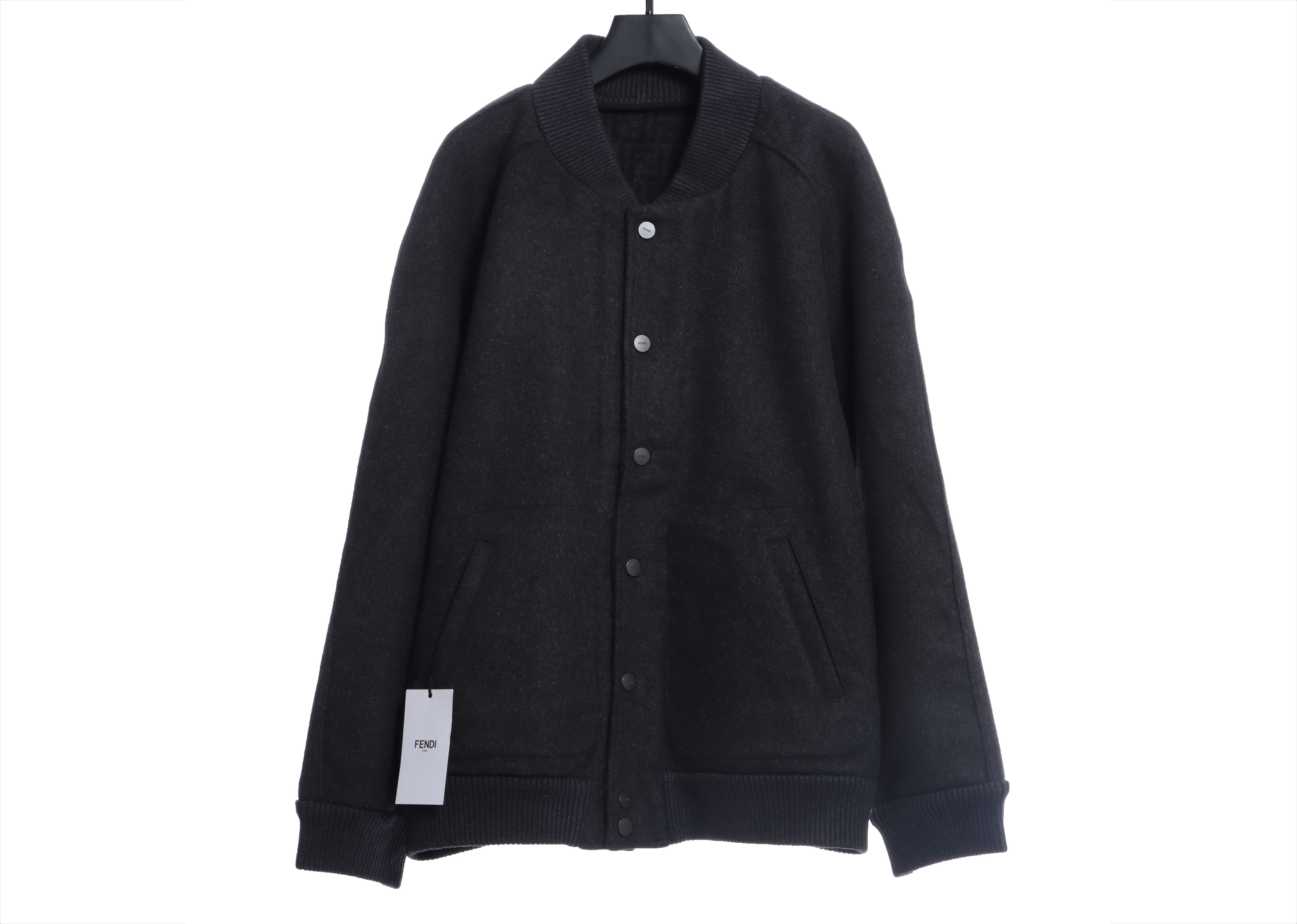 FD 22FW all over printed jacquard FF double-faced wool bomber jacket