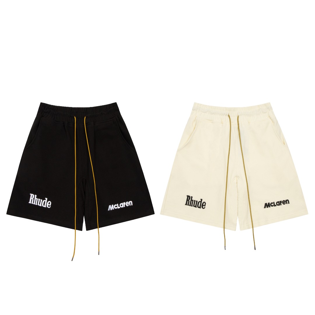 Rhud3 2023ss men's and women's classic pearl letter floral shorts