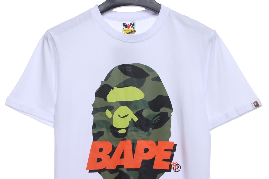 BAPE camouflage ape head pattern hit color letter printing short sleeves