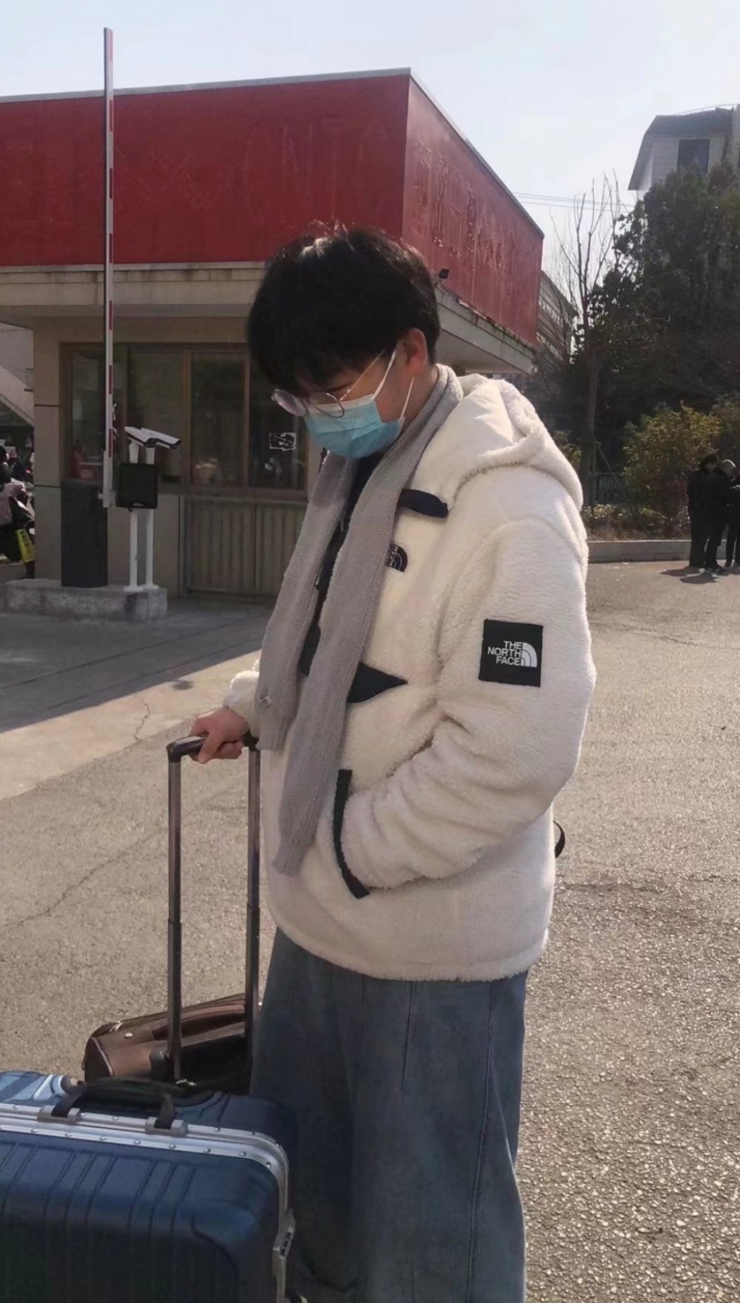 The North Face Double Laminated Sherpa White Zip Jacket