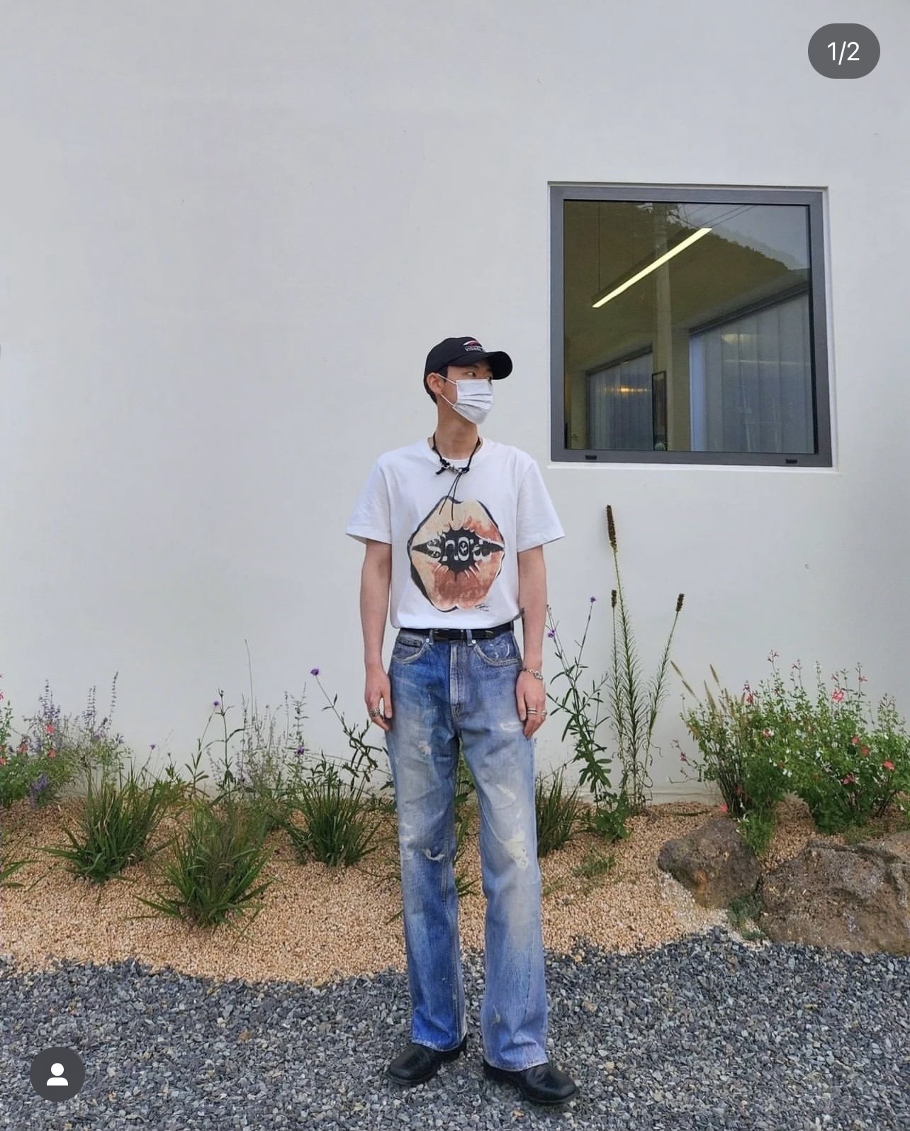 OUR LEGACY niche retro red lips logo print short-sleeved T-shirt white