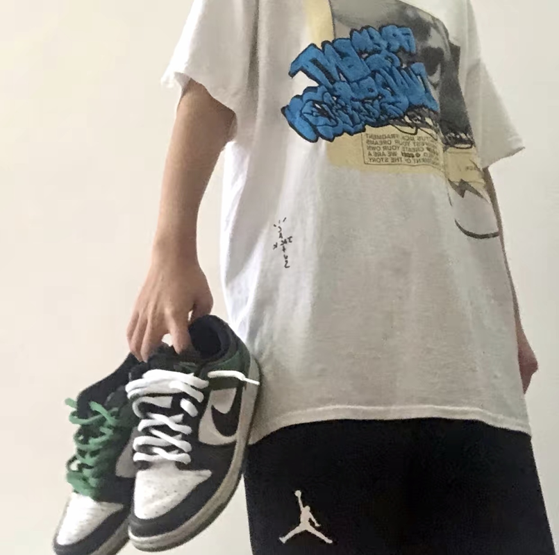 Travis Scott Joint badge style Logo letter foam printing round collar and short sleeves