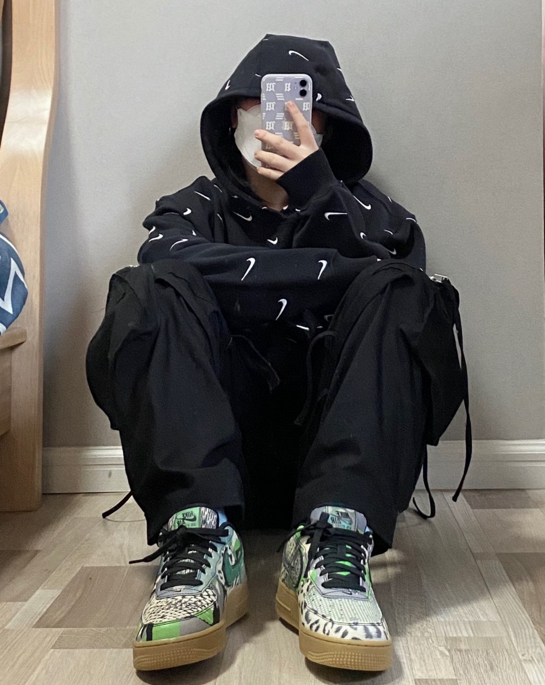 NK swoosh Nike full hook embroidery sports department hooded sweatshirt