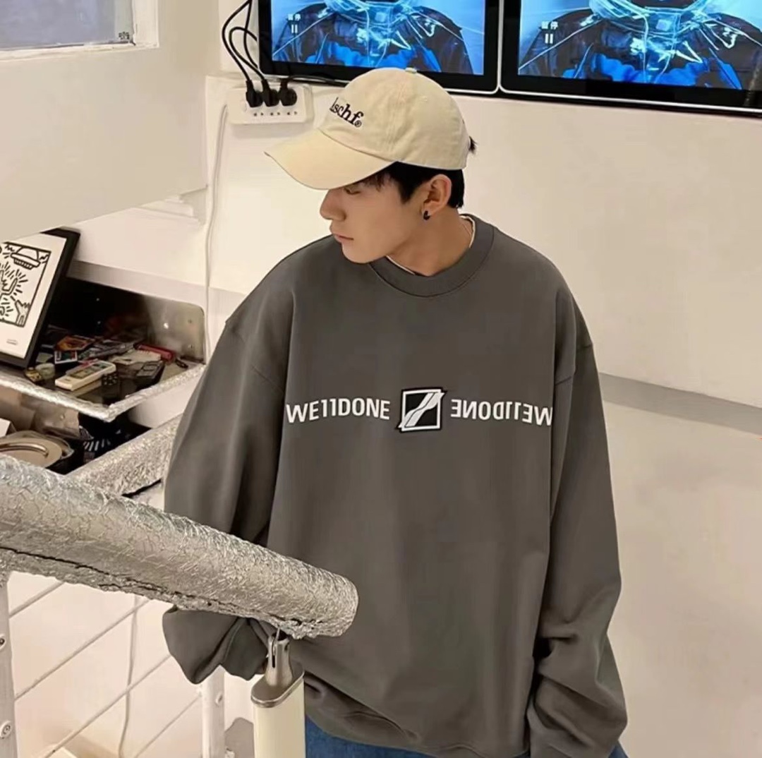 W3LL mirror image silicone letter  hoodie