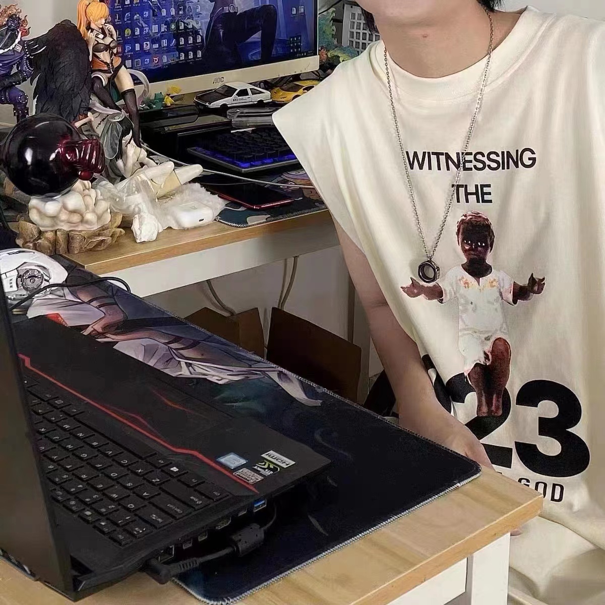 RRR123 x Fear OF God joint black print vest