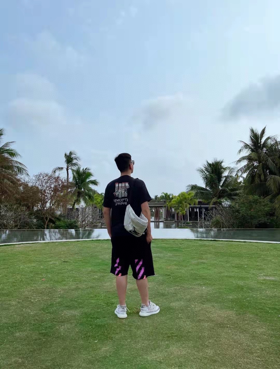 OW purplish red twill shorts