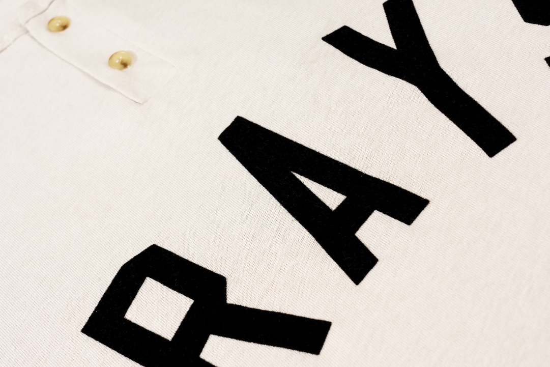 FEAR OF GOD GRAYS Henley collar letter flocking print short T-shirt