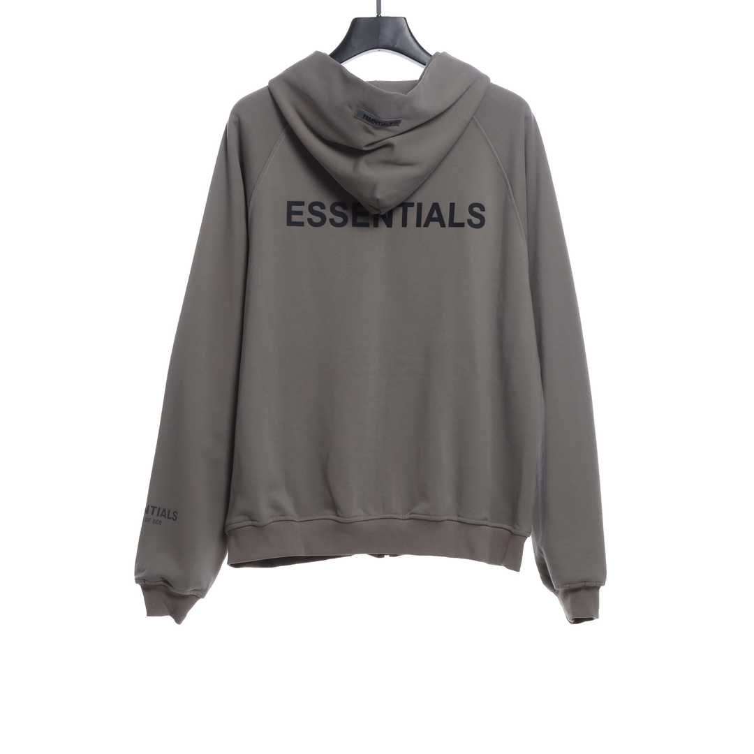 Double Line Back Silicone Lettering Zip Hoodie