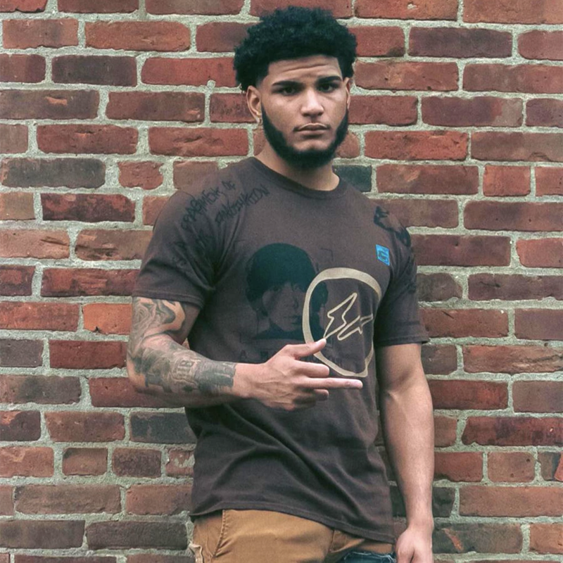 Travis Scott Joint model Hiroshi Fujiwara DJ face printing short sleeves