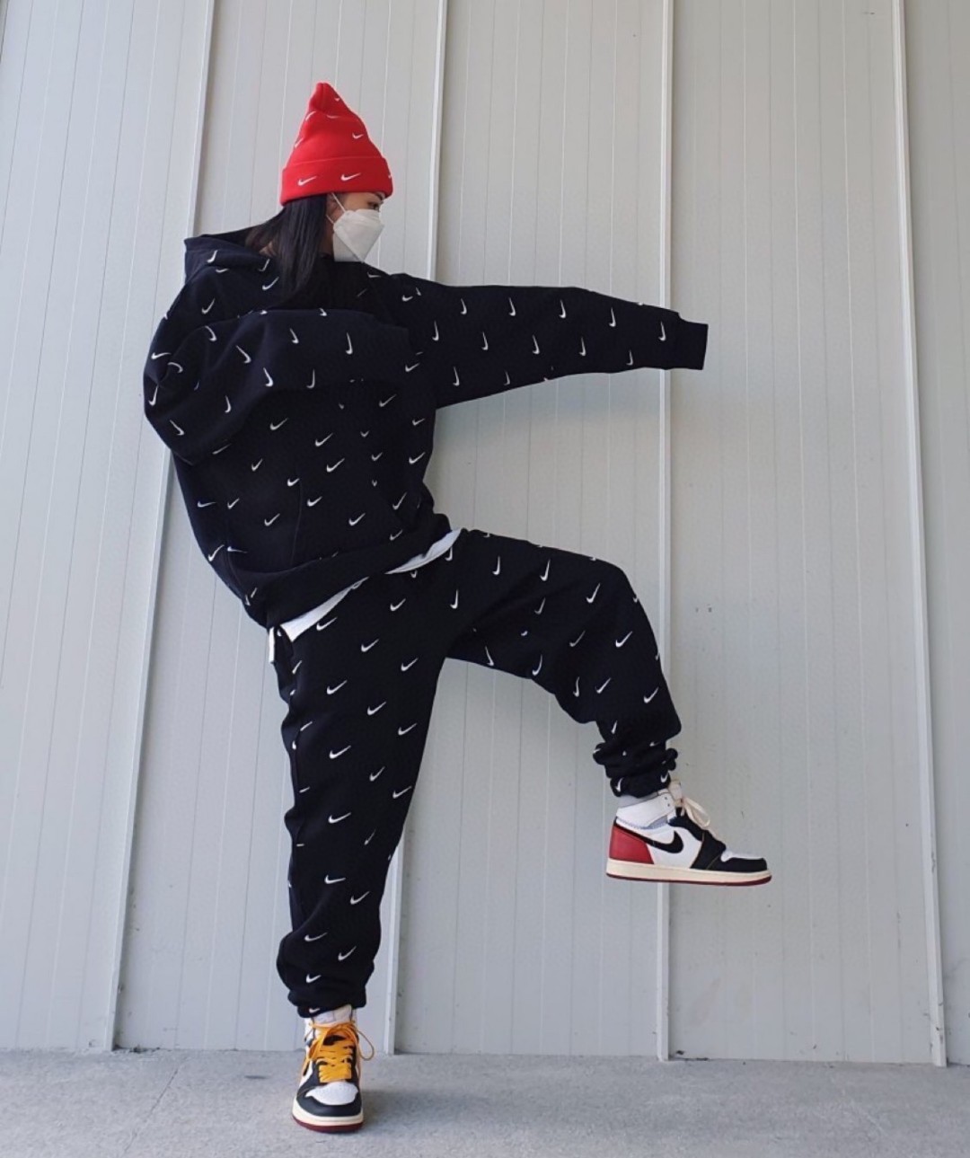 NK swoosh Nike full hook embroidery sports department hooded sweatshirt