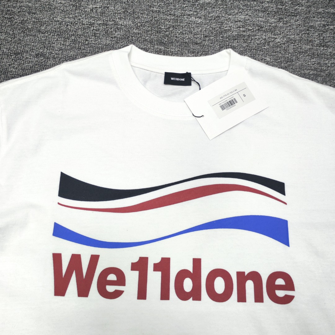 WE11D0NETRACK Sea wave with three stripes T-Shirt