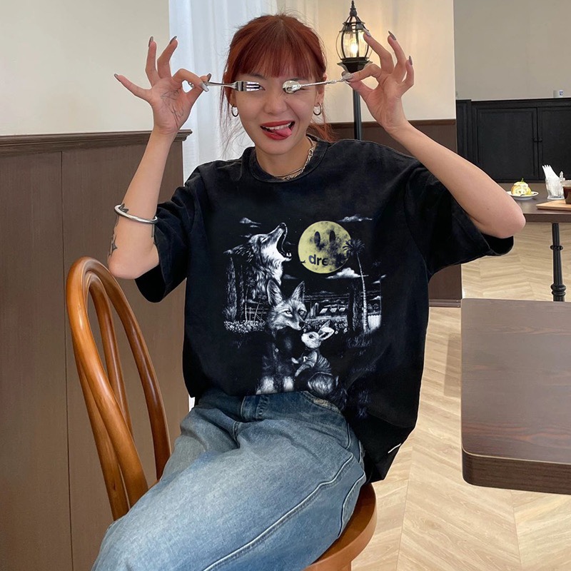 DREW full moon printed smiley face short sleeves