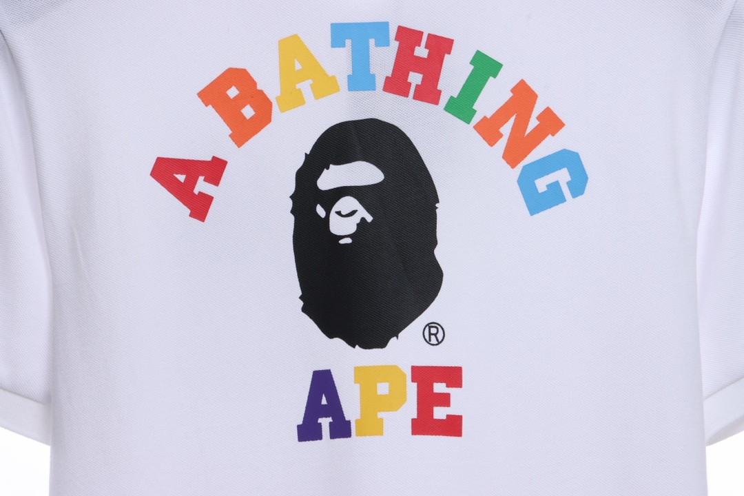 BAPE back colorful letter printing POLO short sleeves