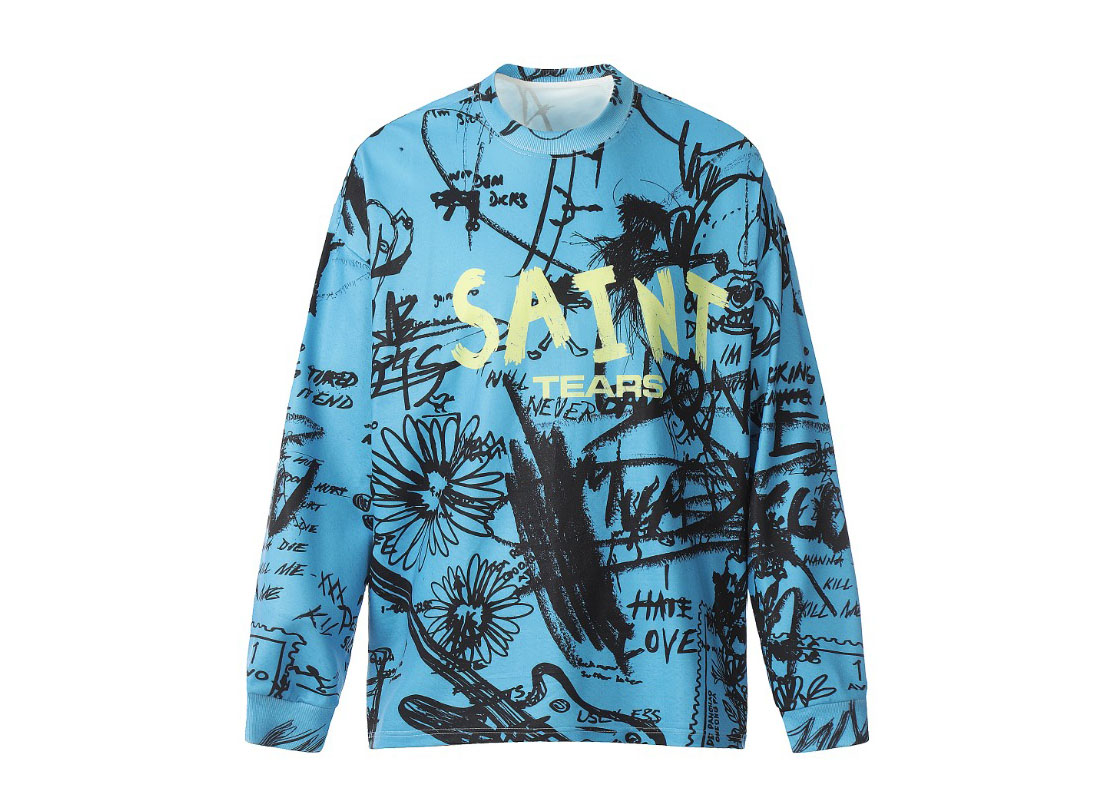 Saint Mich@el Tears Graffiti Full Print Long Sleeve