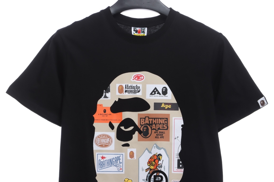 BAPE ape-man initials pattern label printing short sleeves
