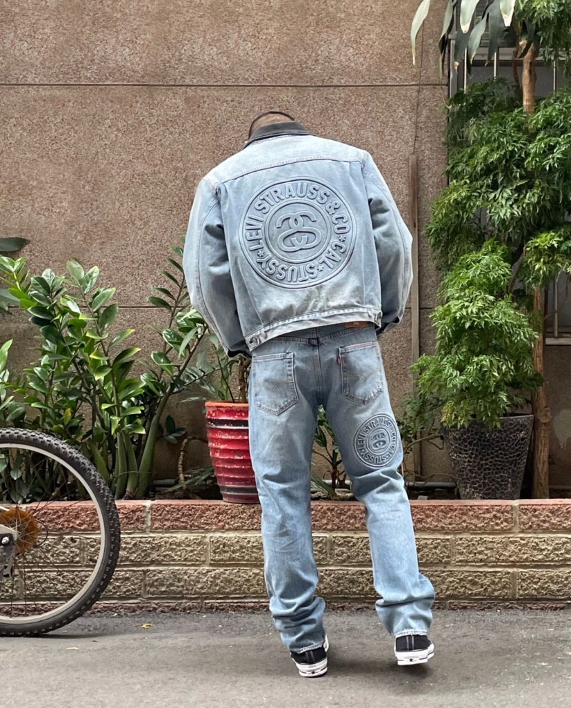 Stuart co-signed Levi's 150th anniversary embossed denim trousers