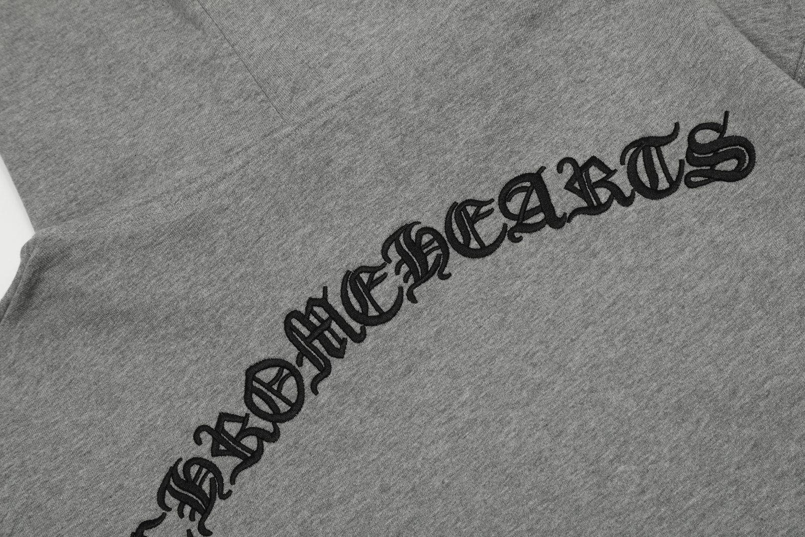 Chrome Hearts gray embroidered and printed heavy-duty zip-up hoodie