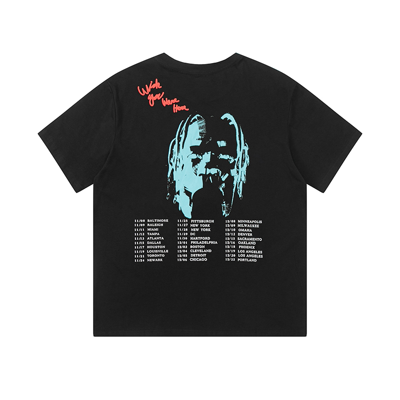 Travis Scott Cactus Jack Astroworld portrait printing short sleeves