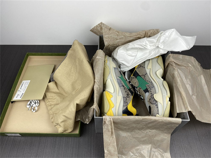 Gucci x BLCG The Hacker Project Triple S Beige Green Yellow  681067 UMO20 9766