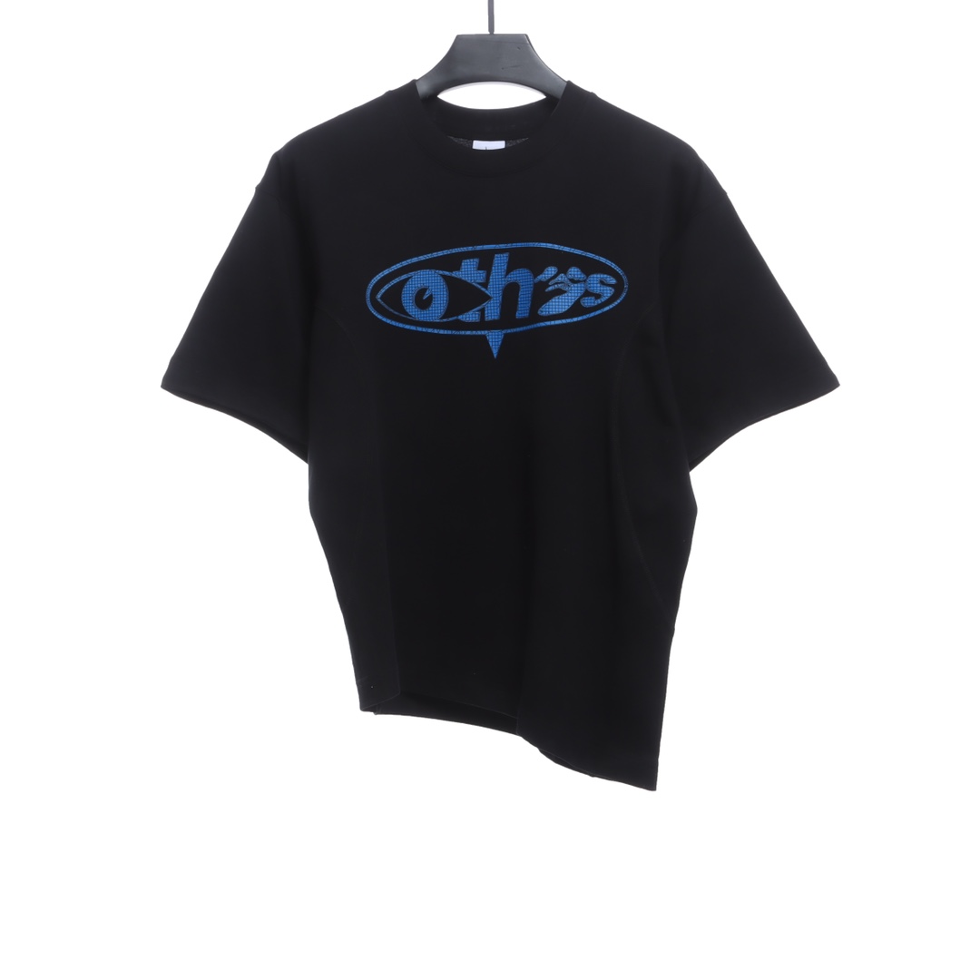 Nike co-OW asymmetrical hem letter printing short sleeves