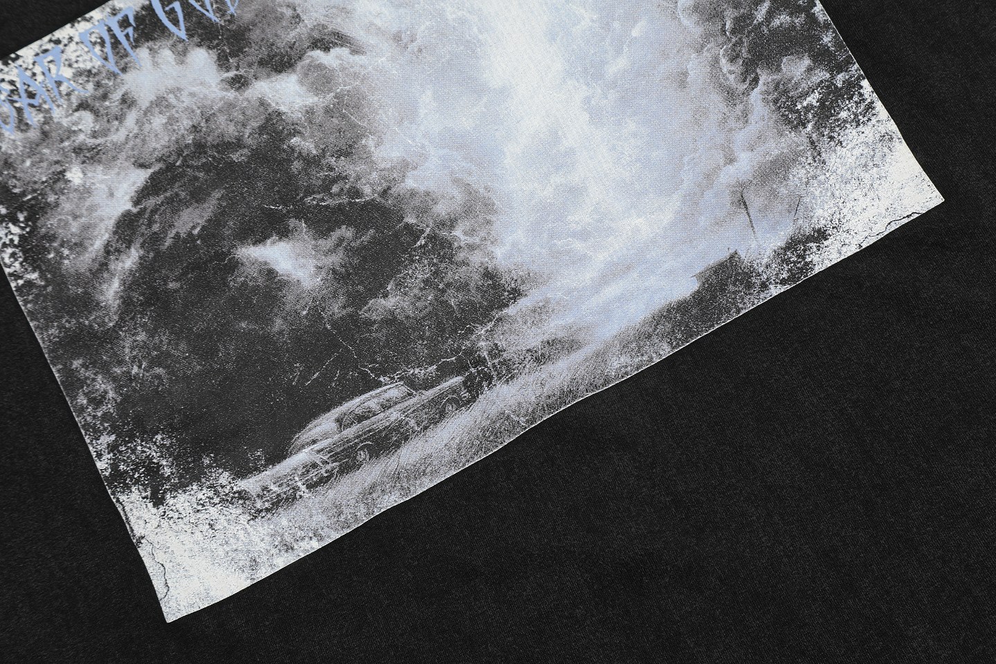 Fear Of God / Essentials style Vintage style purple cloud scene with short sleeves