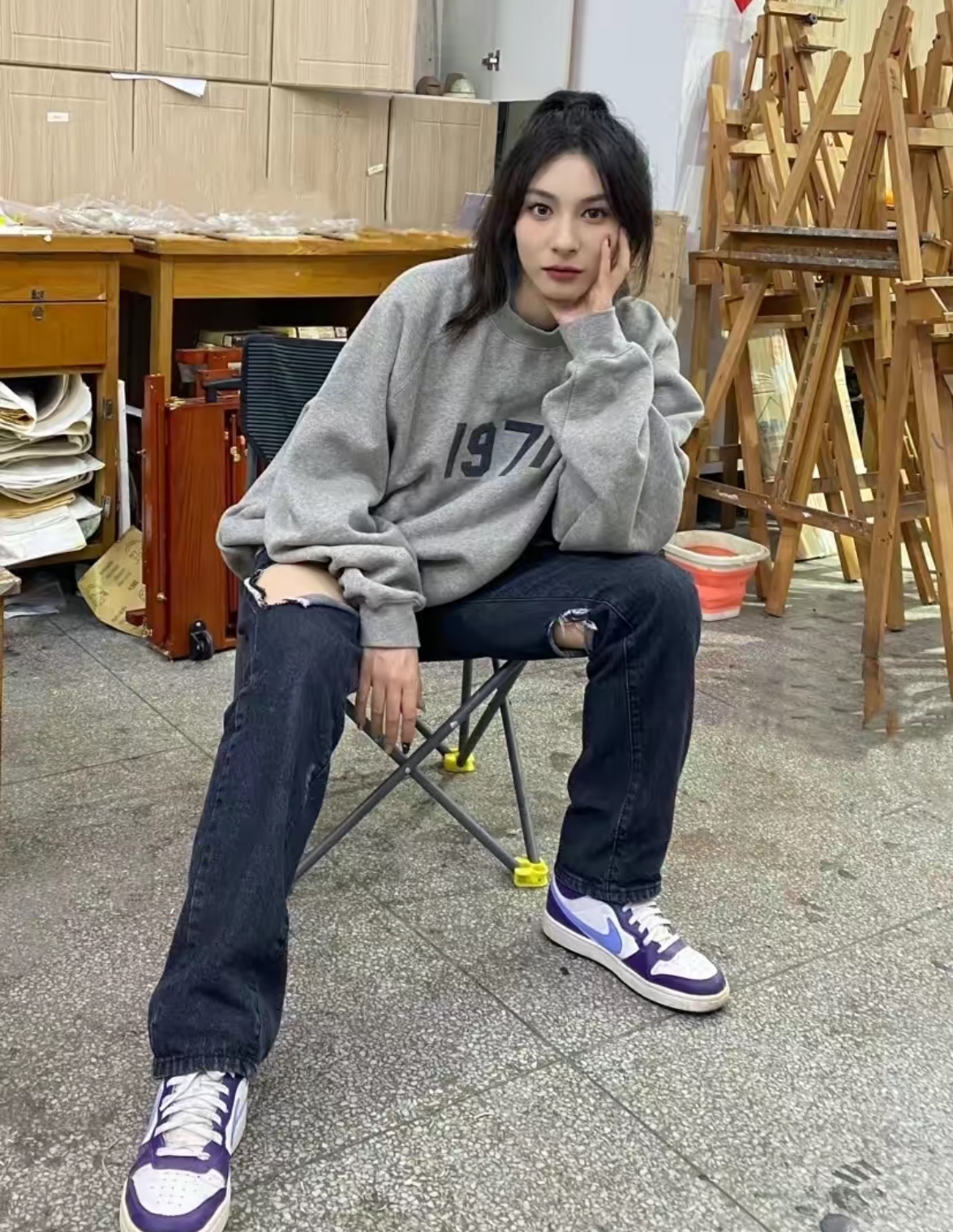 Ess3nt1als F0G  1977 flocking plus fleece sweater