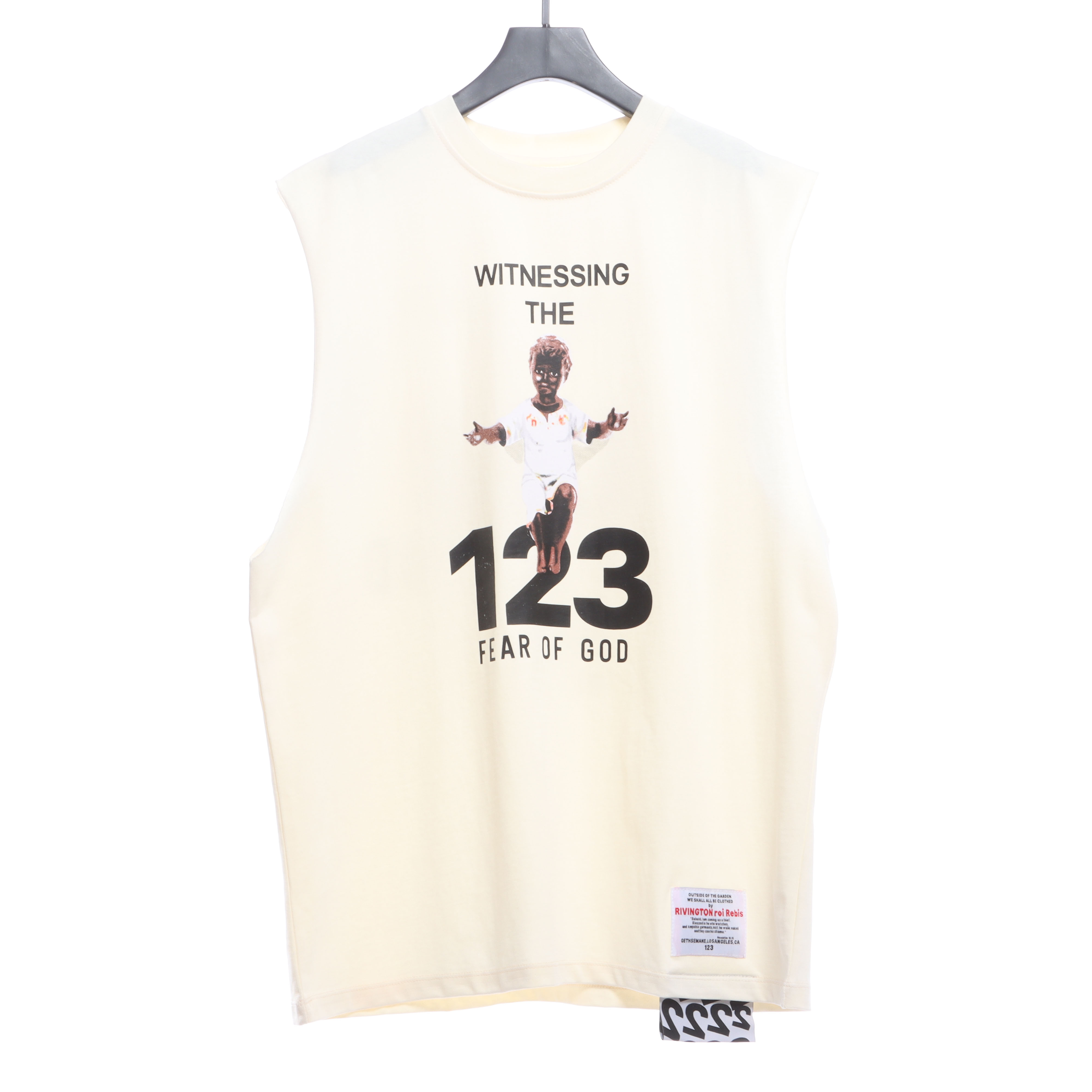 RRR123 x Fear OF God joint black print vest