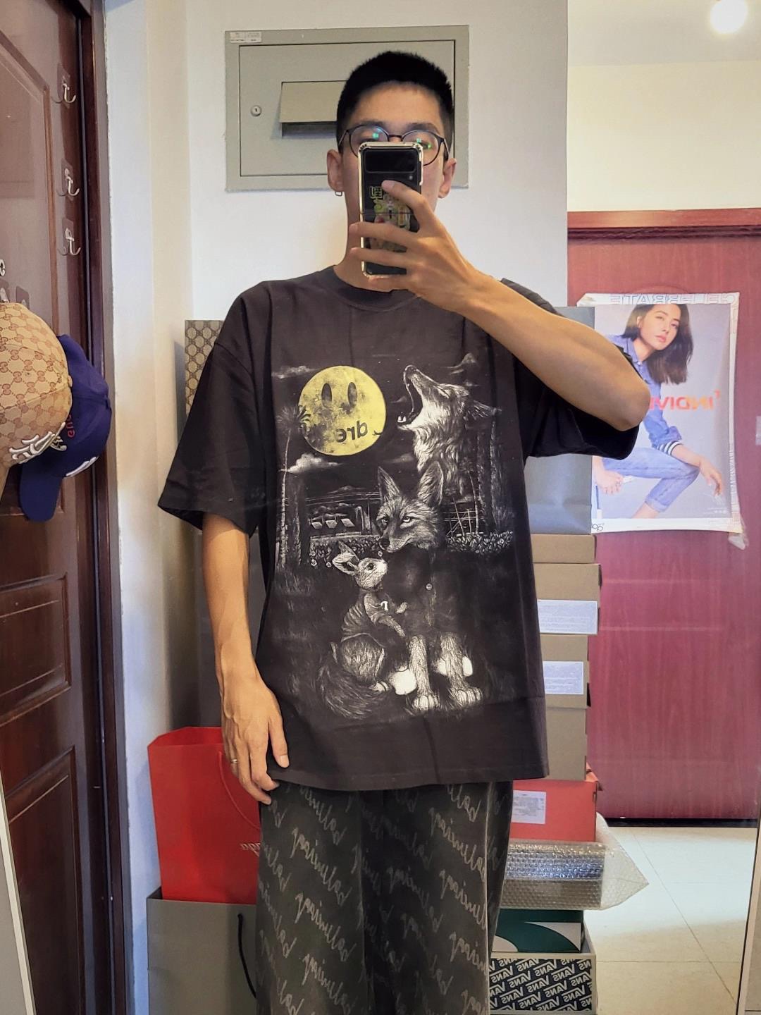 DREW full moon printed smiley face short sleeves