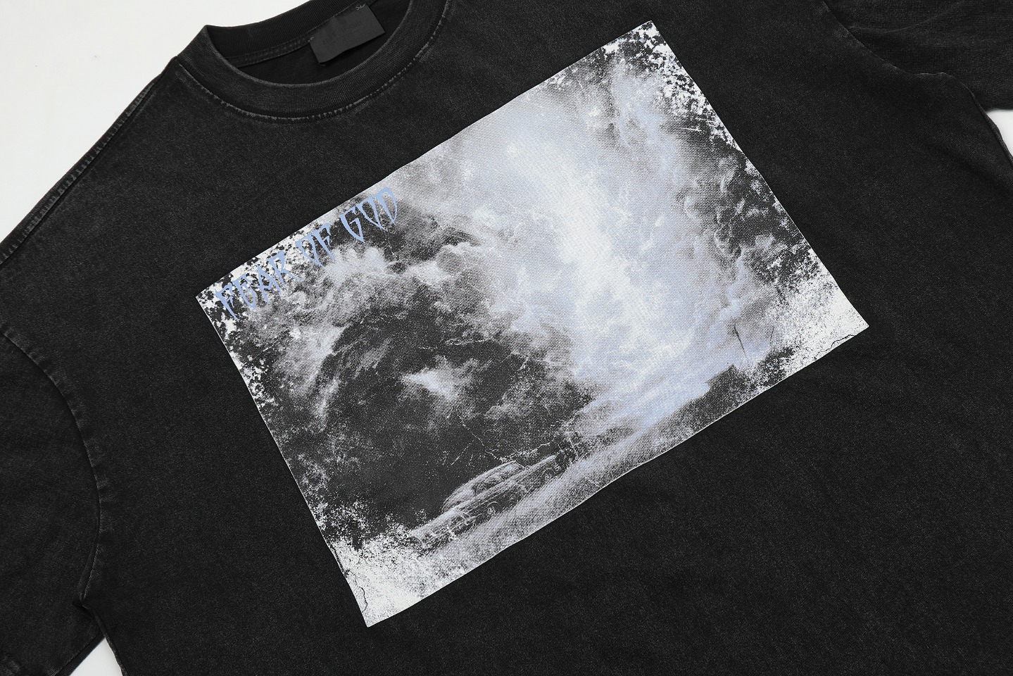 Fear Of God / Essentials style Vintage style purple cloud scene with short sleeves