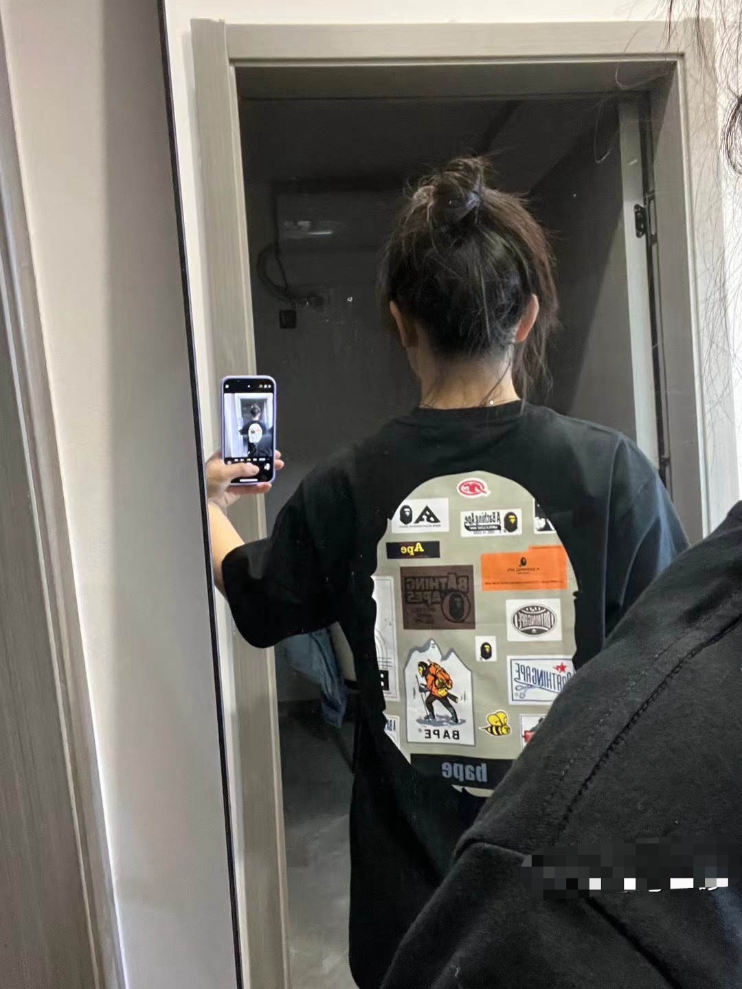 BAPE ape-man initials pattern label printing short sleeves