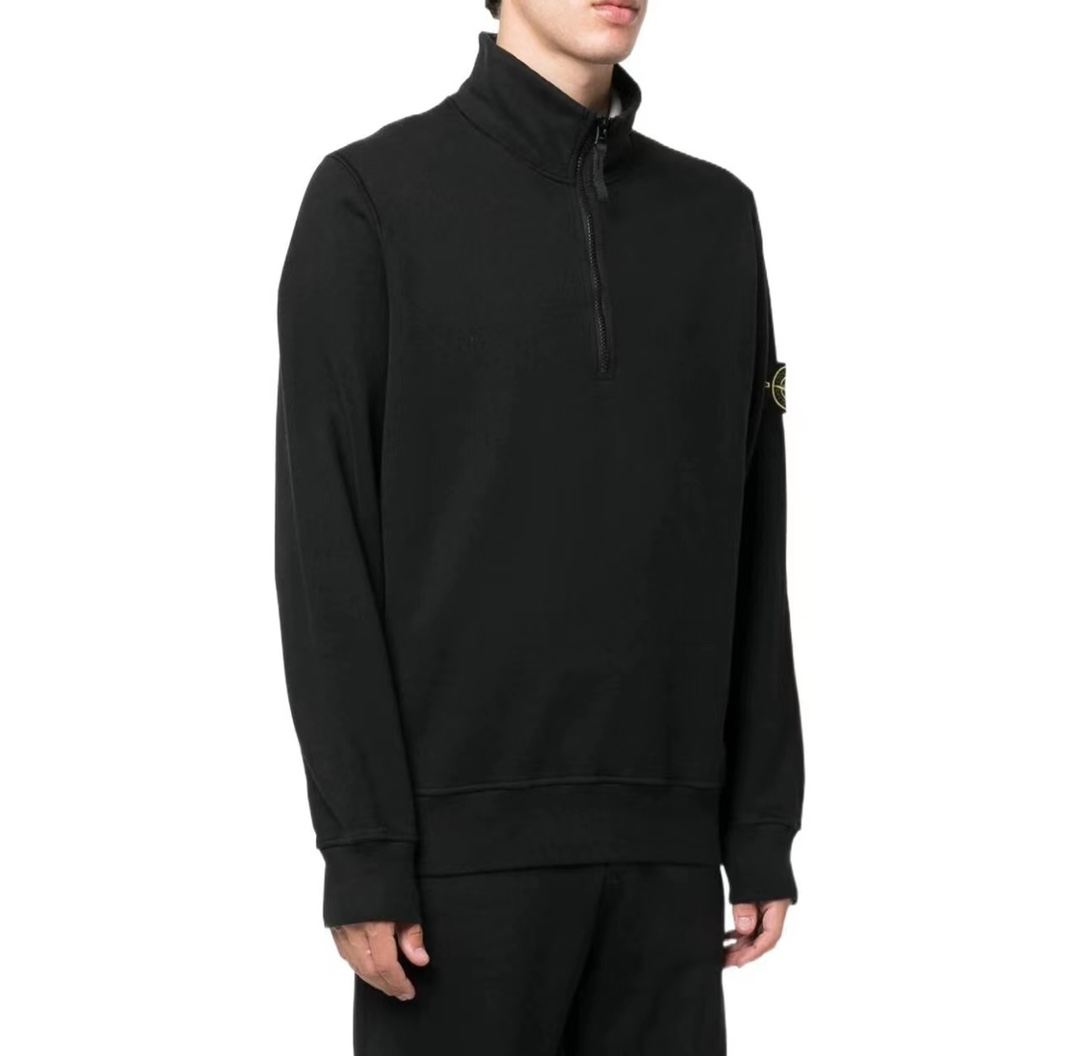 Stone Island Stand Collar Half Zip Long Sleeve Sweatshirt