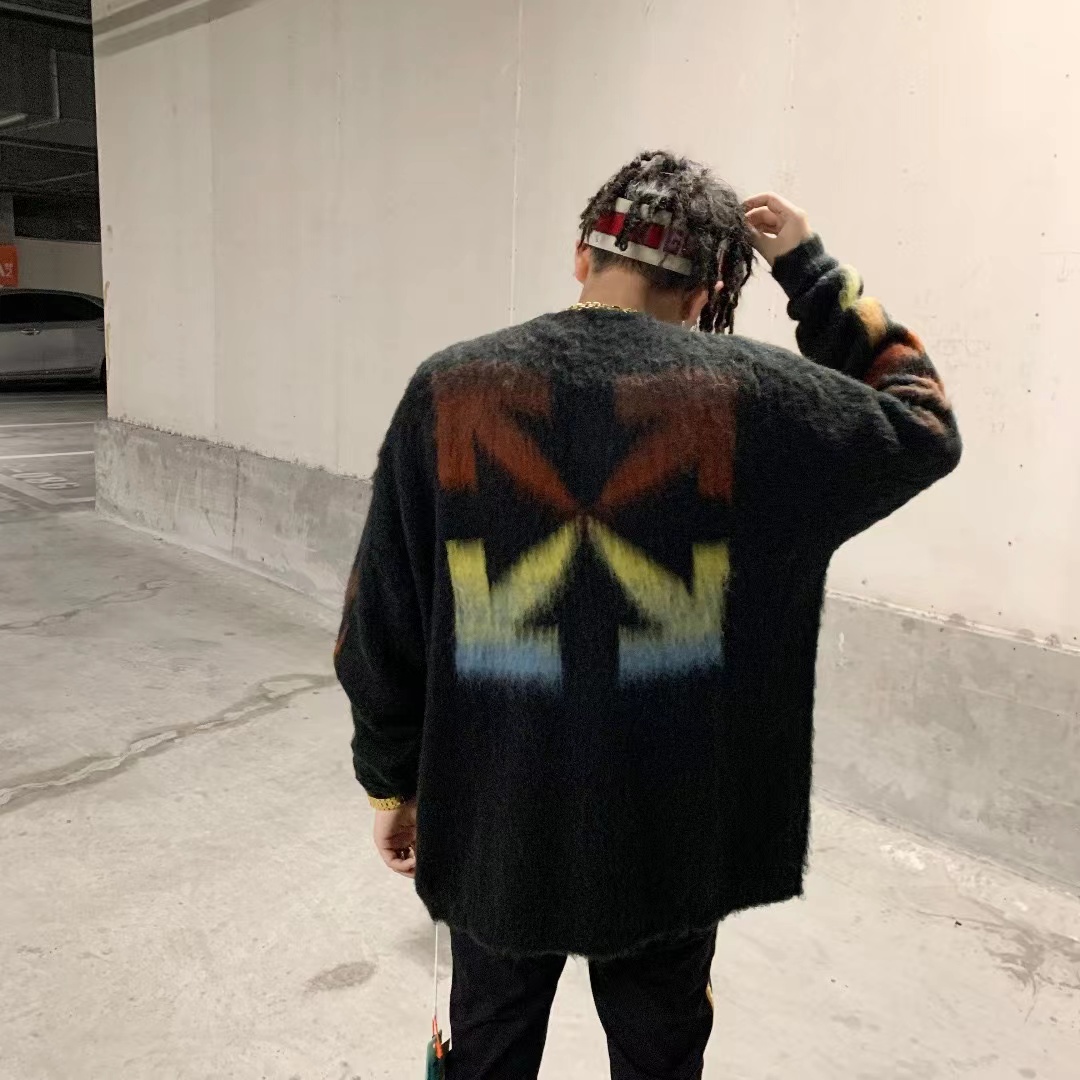 OFF WHITE Mohair Sweater Arrow Gradient