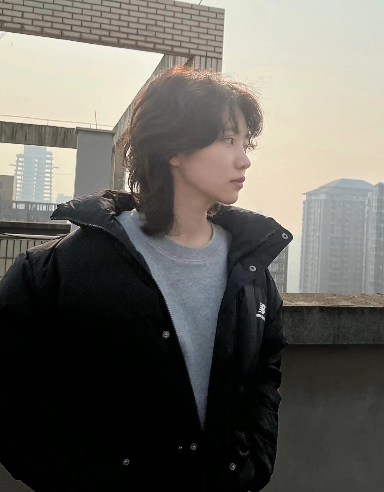 NEW BALANCE solid color large pocket down jacket