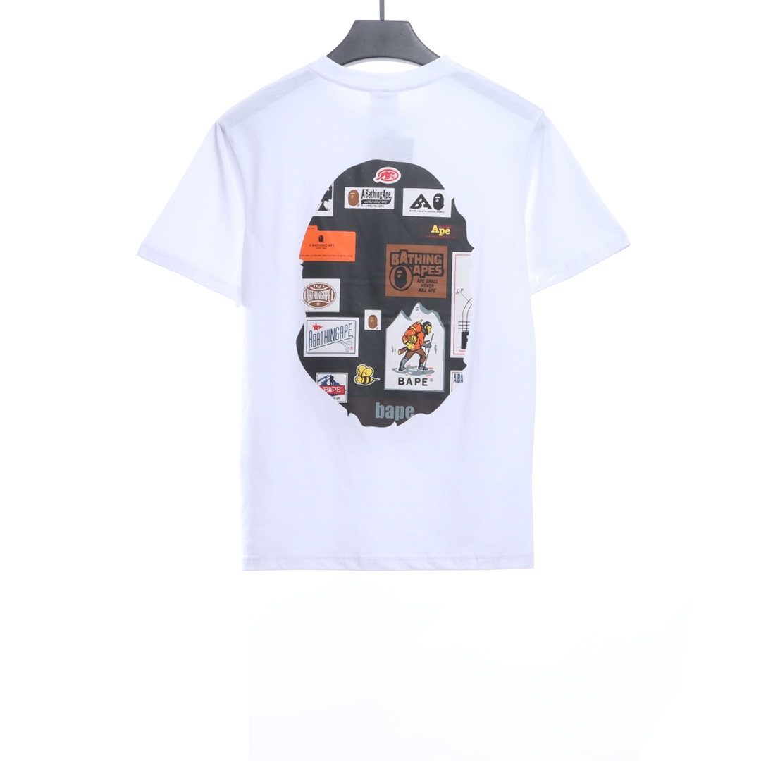 BAPE ape-man initials pattern label printing short sleeves