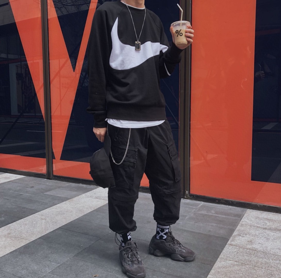 Nike  big hook patchwork round neck sweatshirt Hoodie