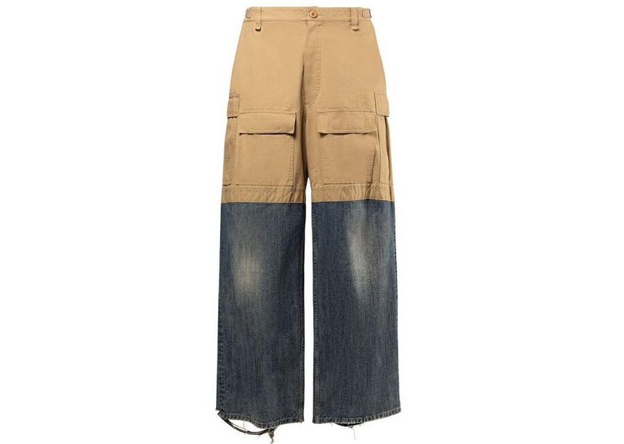 Balancig@ Men's Blue Patched Cotton Cargo Pants