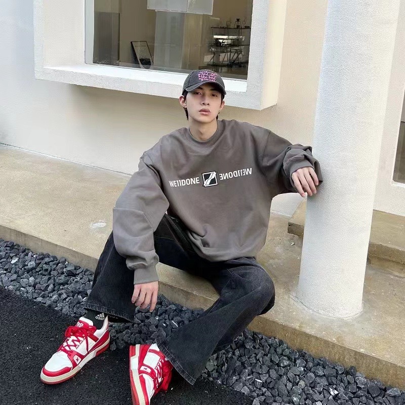 W3LL mirror image silicone letter  hoodie