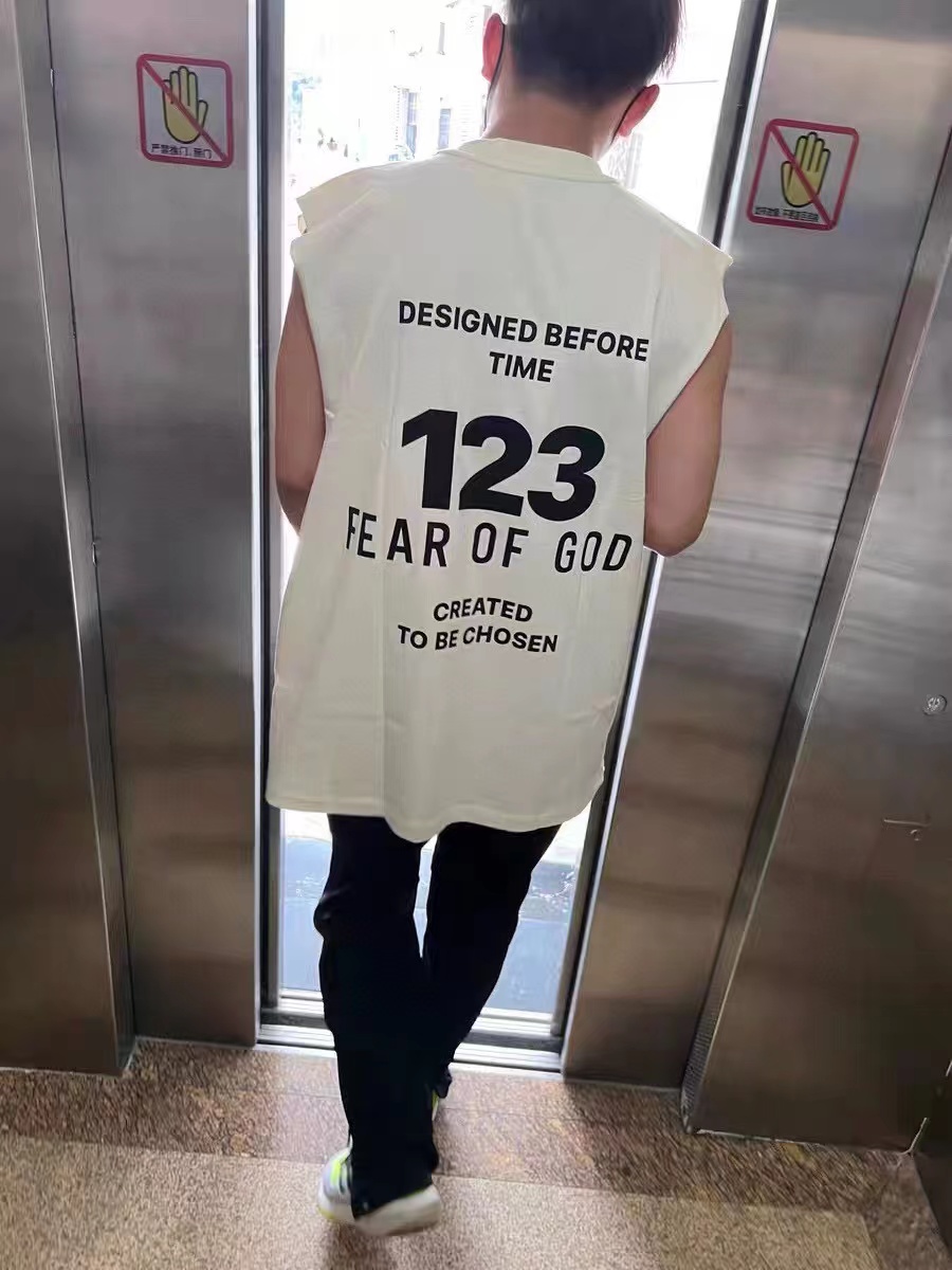 RRR123 x Fear OF God joint black print vest