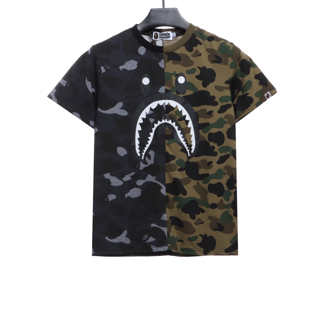 BAPE color matching camouflage shark mouth print short sleeves