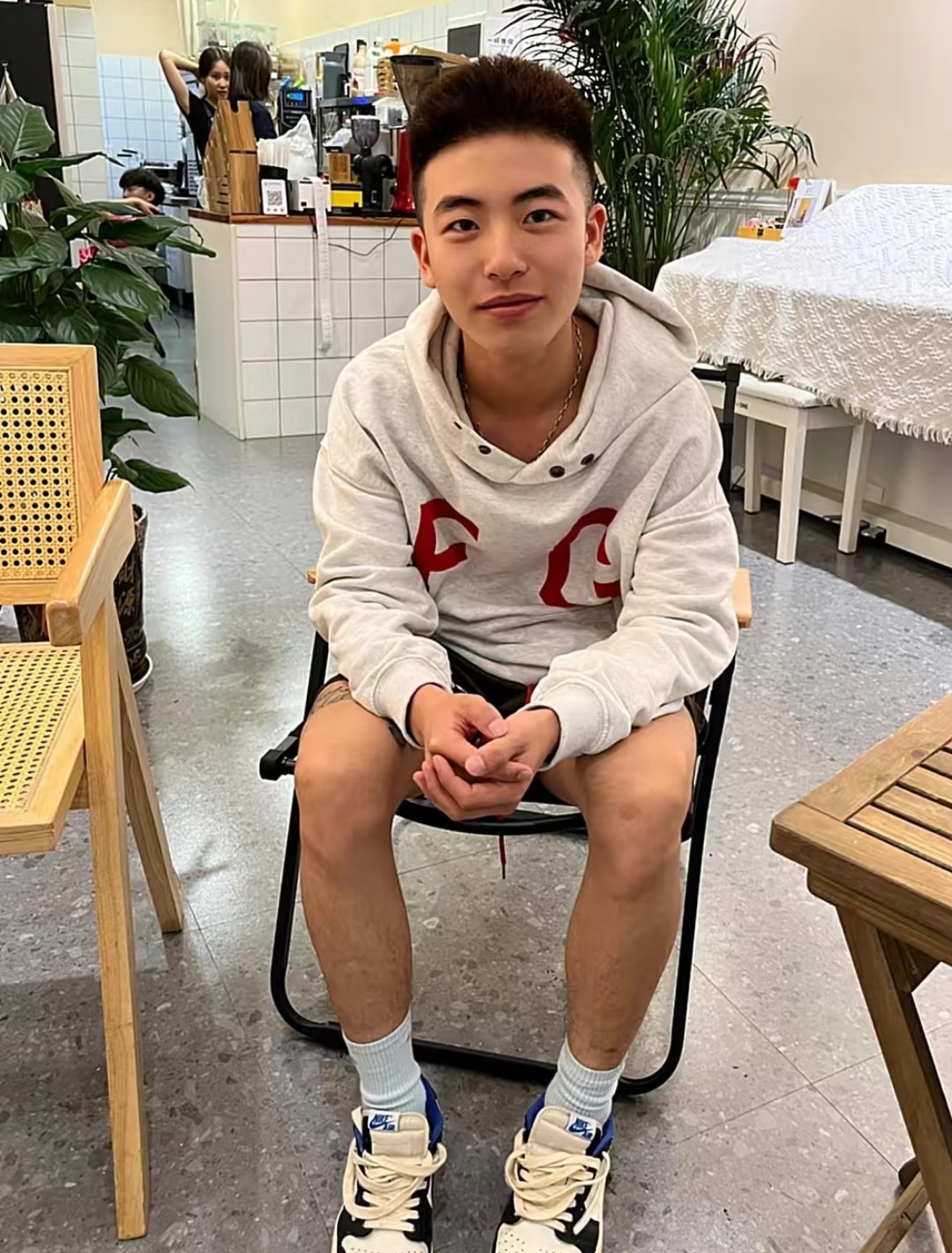 FOG large LOGO red flocked hoodie