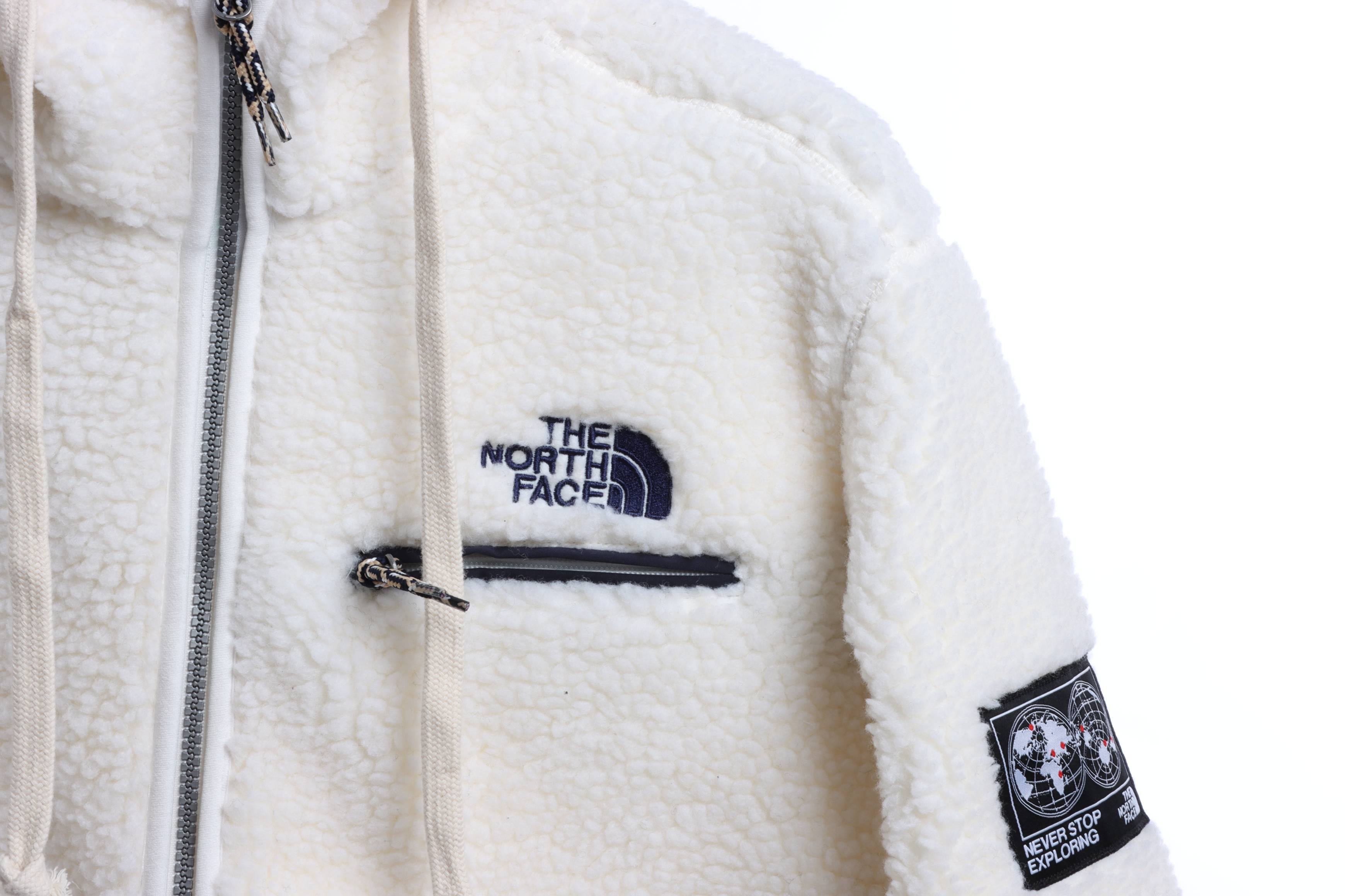 The North Face Double Laminated Sherpa White Zip Jacket