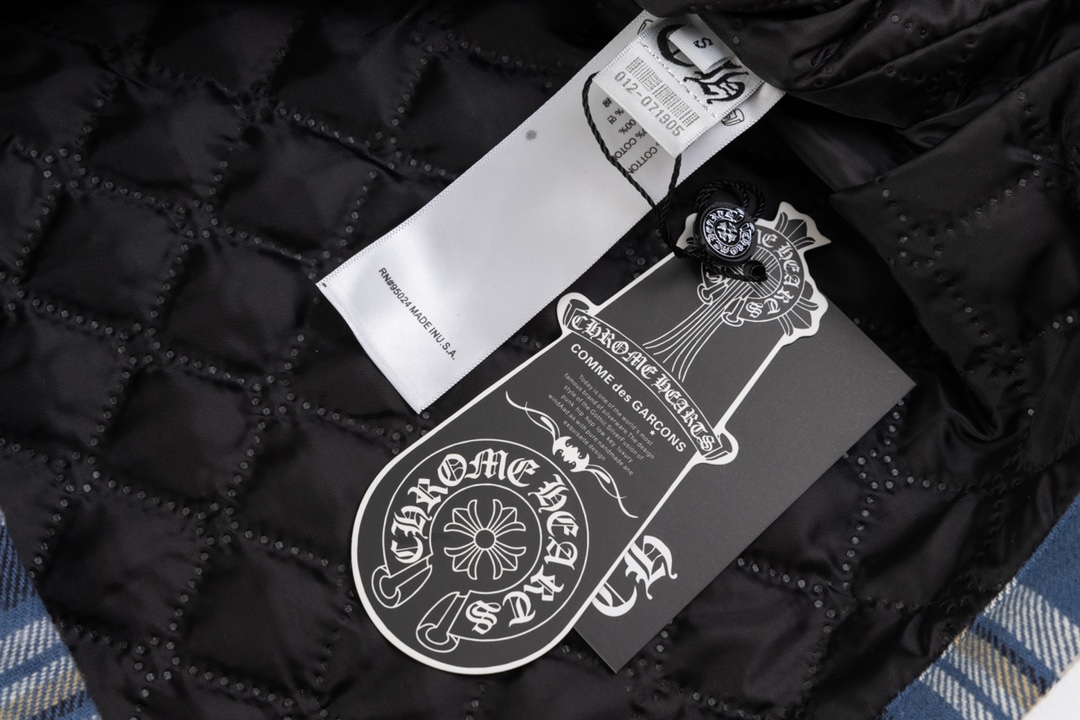 Chrome Hearts plaid design with silver embellishments, cotton-padded jacket