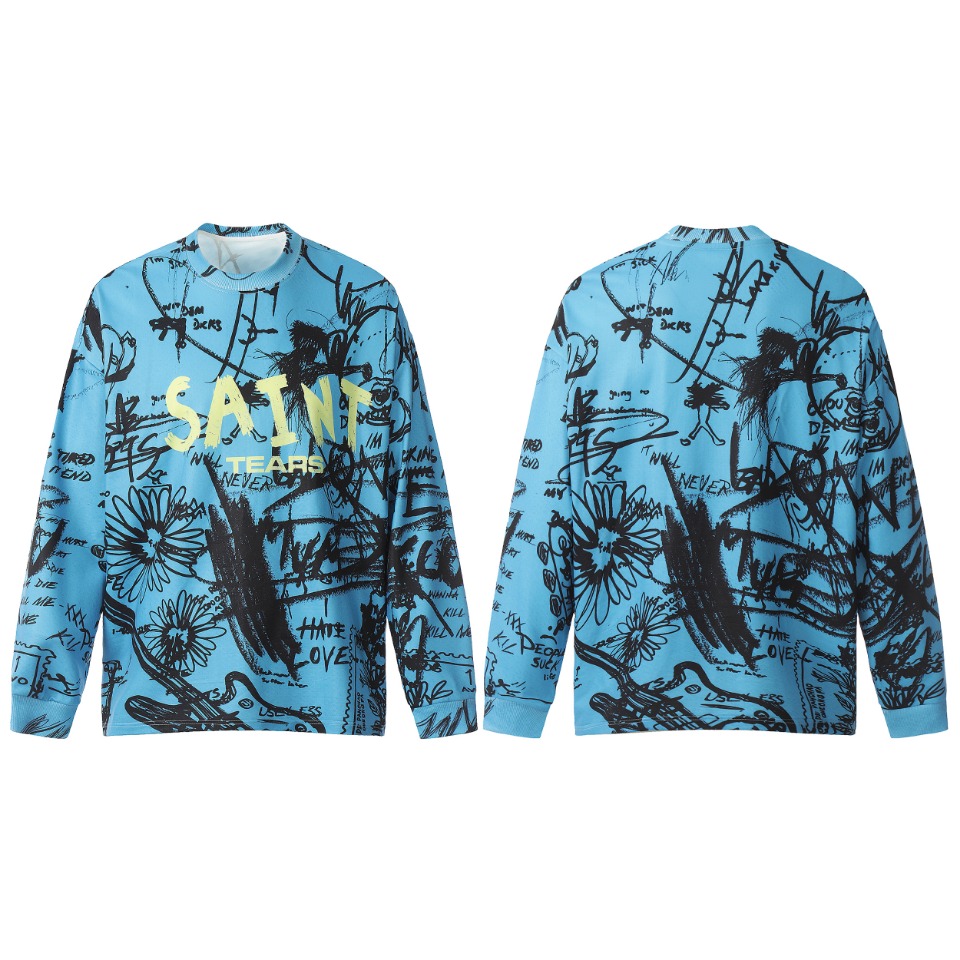 Saint Mich@el Tears Graffiti Full Print Long Sleeve