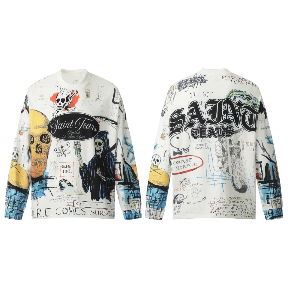 Saint Mich@el Tears  Skull Full Print Long Sleeve