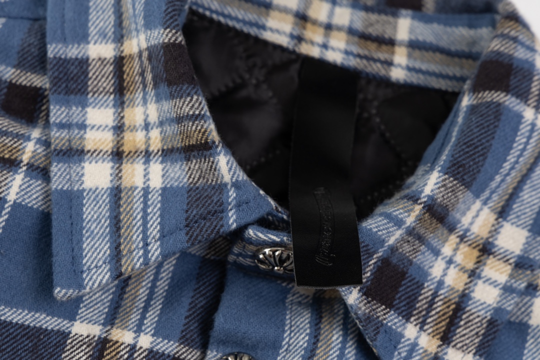 Chrome Hearts plaid design with silver embellishments, cotton-padded jacket