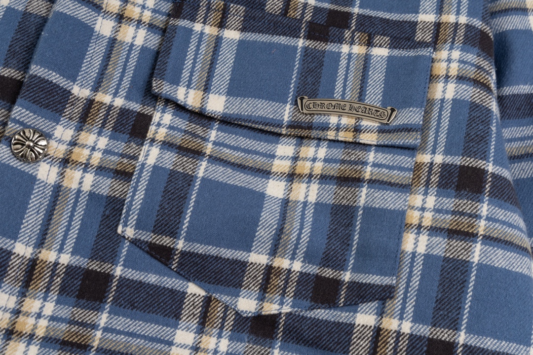 Chrome Hearts plaid design with silver embellishments, cotton-padded jacket