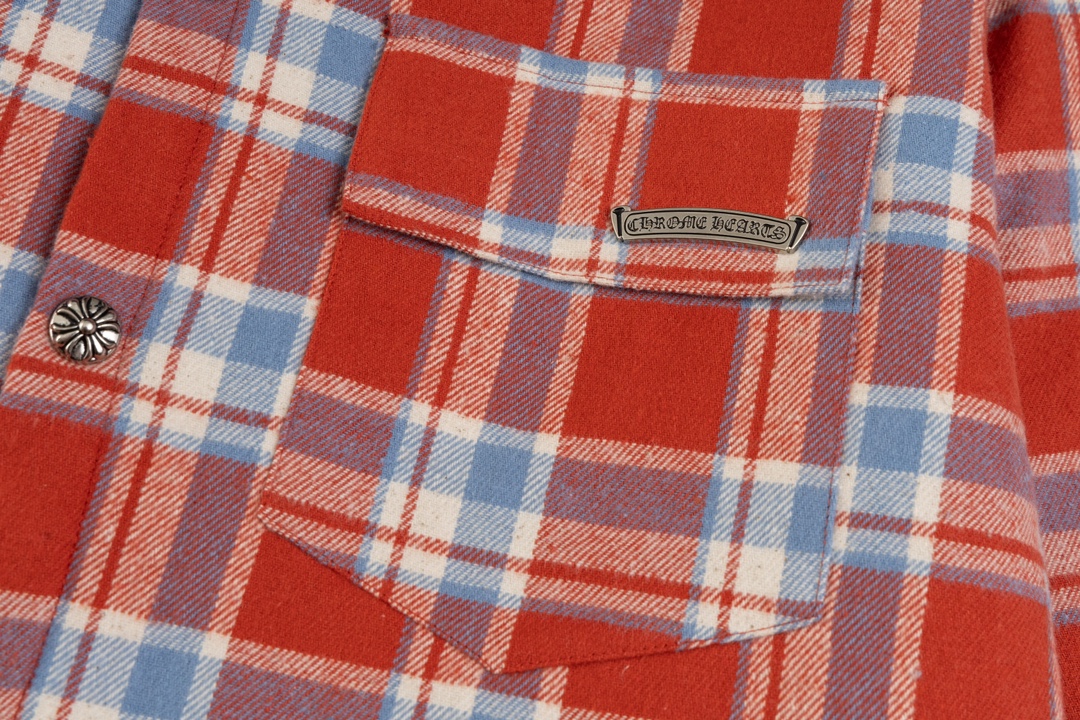 Chrome Hearts plaid design with silver embellishments, cotton-padded jacket