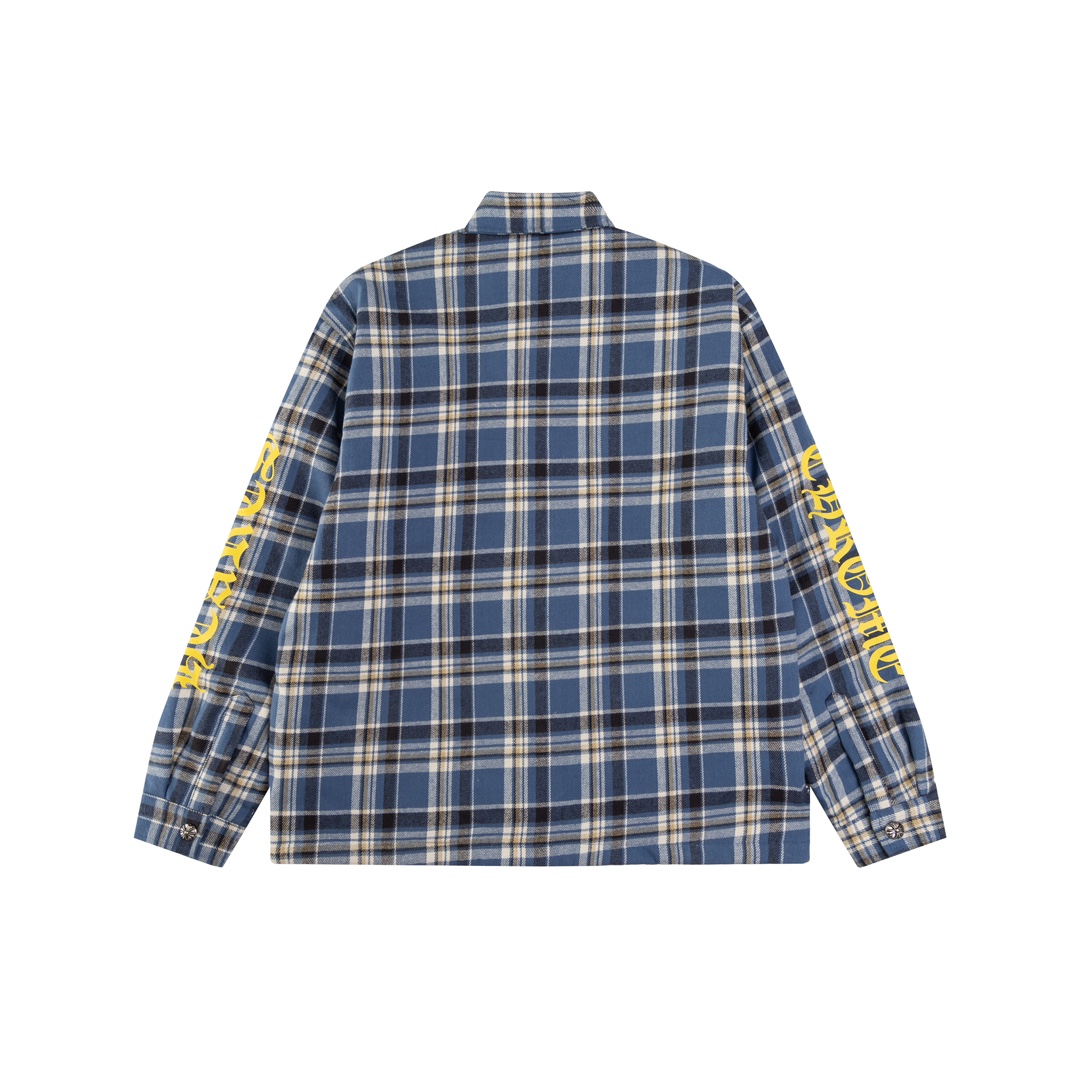 Chrome Hearts plaid design with silver embellishments, cotton-padded jacket